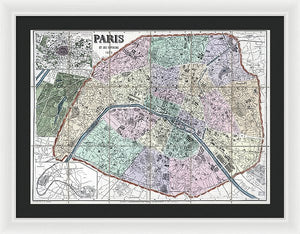 Old Map Of Paris 1878 - Framed Print