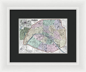 Old Map Of Paris 1878 - Framed Print