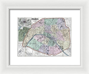 Old Map Of Paris 1878 - Framed Print