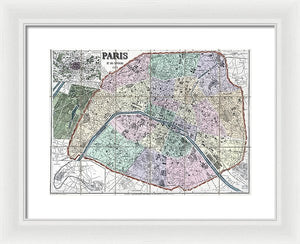 Old Map Of Paris 1878 - Framed Print