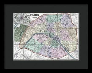 Old Map Of Paris 1878 - Framed Print