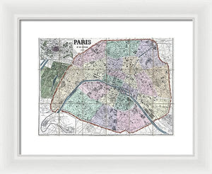 Old Map Of Paris 1878 - Framed Print