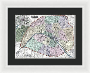 Old Map Of Paris 1878 - Framed Print