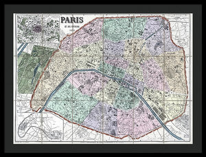 Old Map Of Paris 1878 - Framed Print