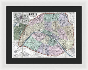 Old Map Of Paris 1878 - Framed Print