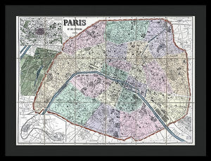 Old Map Of Paris 1878 - Framed Print