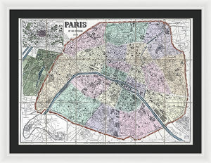 Old Map Of Paris 1878 - Framed Print