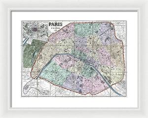 Old Map Of Paris 1878 - Framed Print