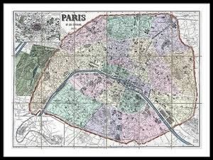 Old Map Of Paris 1878 - Framed Print