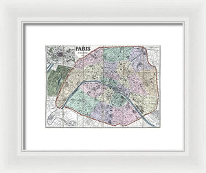 Old Map Of Paris 1878 - Framed Print