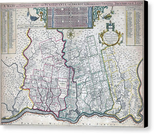 Old Map Of Philadelphia 1687 - Canvas Print