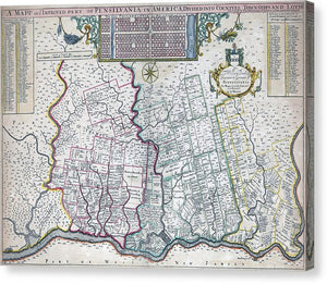 Old Map Of Philadelphia 1687 - Canvas Print