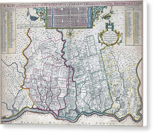 Old Map Of Philadelphia 1687 - Canvas Print