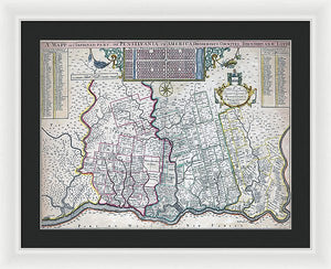 Old Map Of Philadelphia 1687 - Framed Print