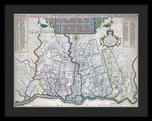 Old Map Of Philadelphia 1687 - Framed Print