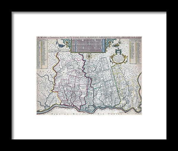 Old Map Of Philadelphia 1687 - Framed Print