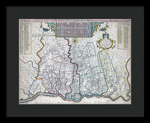 Old Map Of Philadelphia 1687 - Framed Print