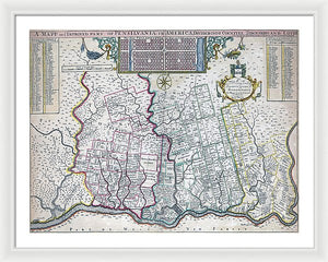 Old Map Of Philadelphia 1687 - Framed Print