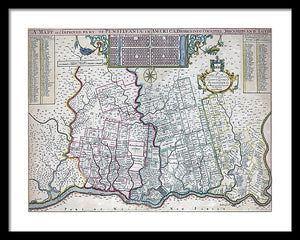 Old Map Of Philadelphia 1687 - Framed Print