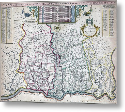 Map Of Philadelphia 1687 - Metal Print