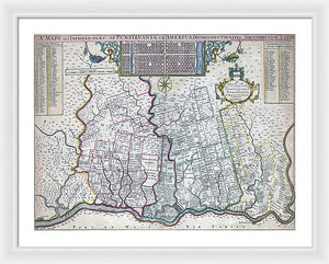 Old Map Of Philadelphia 1687 - Framed Print