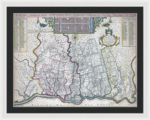 Old Map Of Philadelphia 1687 - Framed Print