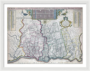 Old Map Of Philadelphia 1687 - Framed Print