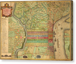 Old Map Of Philadelphia 1802 - Canvas Print