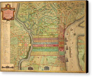 Old Map Of Philadelphia 1802 - Canvas Print