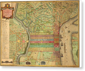 Old Map Of Philadelphia 1802 - Canvas Print