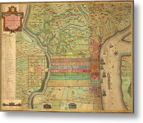 Map Of Philadelphia 1802 - Metal Print