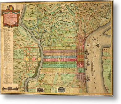 Old Map Of Philadelphia 1802 - Metal Print