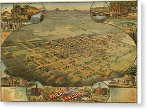 Old Map Of Phoenix 1885 - Canvas Print