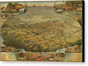 Old Map Of Phoenix 1885 - Canvas Print