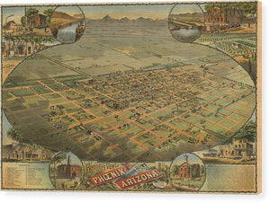 Old Map Of Phoenix 1885 - Wood Print