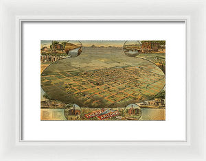 Old Map Of Phoenix 1885 - Framed Print