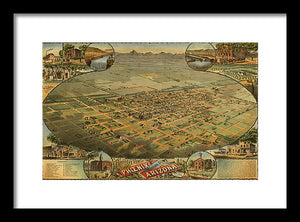 Old Map Of Phoenix 1885 - Framed Print