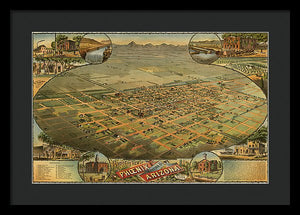 Old Map Of Phoenix 1885 - Framed Print