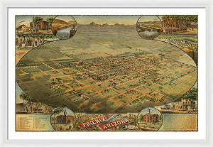 Old Map Of Phoenix 1885 - Framed Print