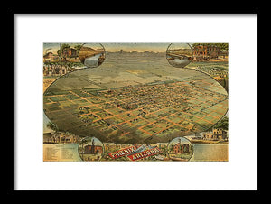 Old Map Of Phoenix 1885 - Framed Print