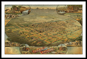 Old Map Of Phoenix 1885 - Framed Print