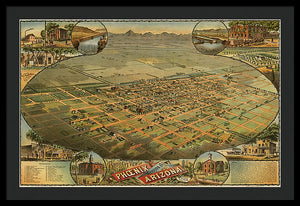 Old Map Of Phoenix 1885 - Framed Print