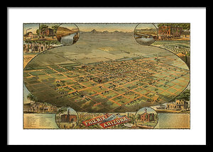 Old Map Of Phoenix 1885 - Framed Print