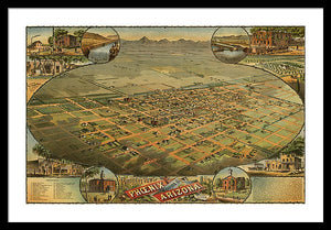 Old Map Of Phoenix 1885 - Framed Print