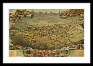 Old Map Of Phoenix 1885 - Framed Print