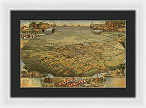 Old Map Of Phoenix 1885 - Framed Print