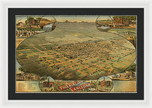 Old Map Of Phoenix 1885 - Framed Print