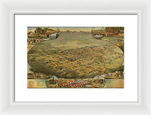 Old Map Of Phoenix 1885 - Framed Print