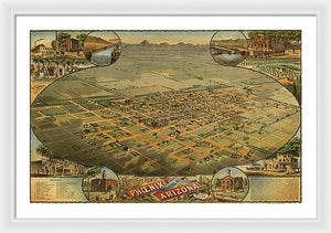 Old Map Of Phoenix 1885 - Framed Print