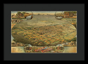 Old Map Of Phoenix 1885 - Framed Print